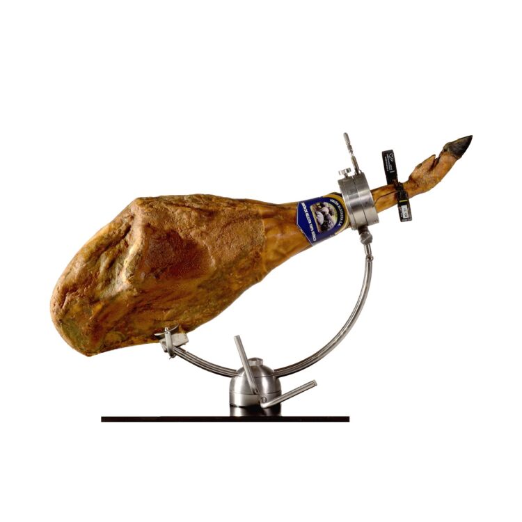 jamon bellota 100 iberico en un jamonero